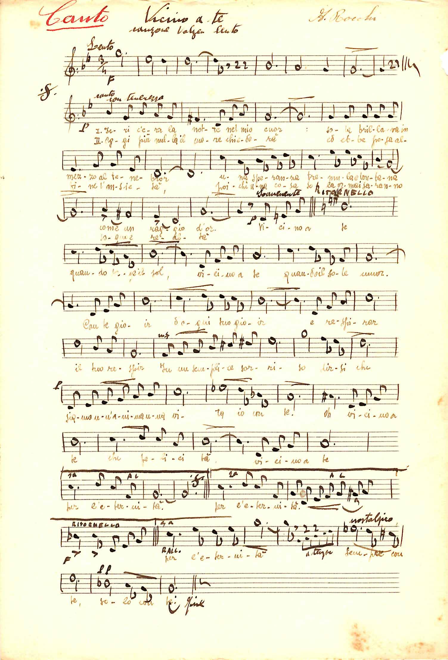 Vicino a te. Canzone valzer lento